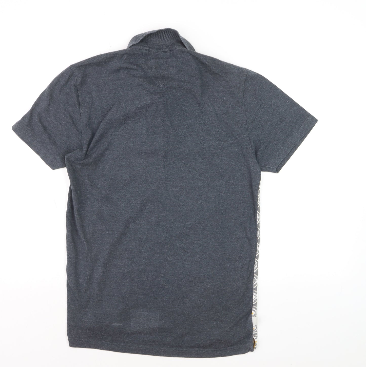 Next Men's Grey Geometric Collared Short Sleeve Polo Shirt Size M
