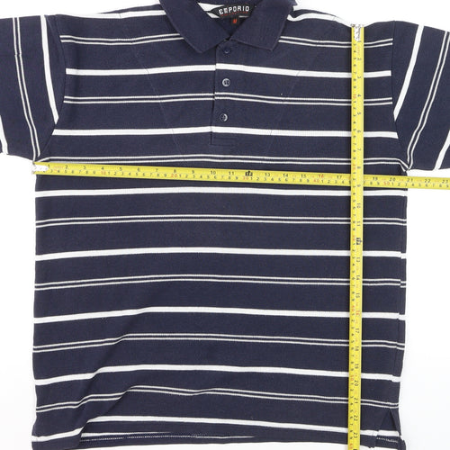 Emporio Collection Men's Navy Striped Short Sleeve Polo M