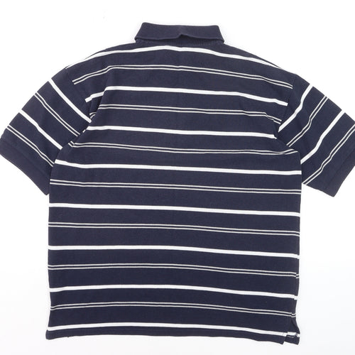 Emporio Collection Men's Navy Striped Short Sleeve Polo M