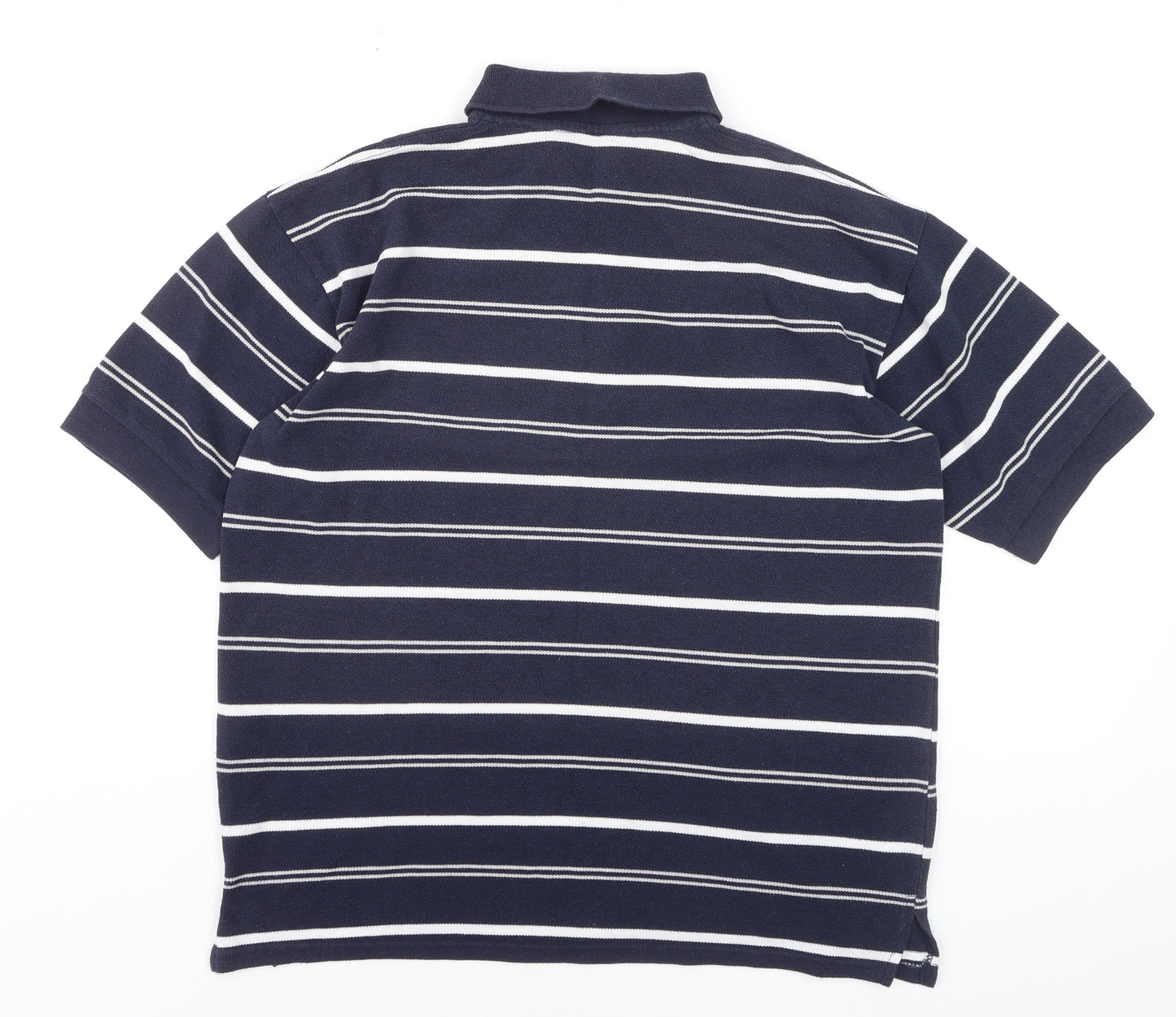 Emporio Collection Men's Navy Striped Short Sleeve Polo M