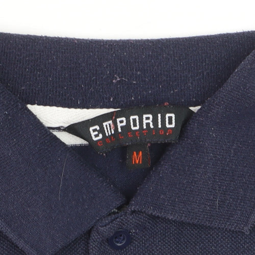 Emporio Collection Men's Navy Striped Short Sleeve Polo M