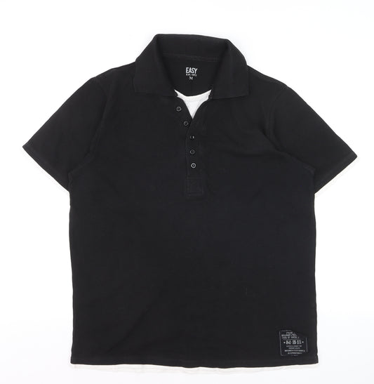 Easy Men’s Black Cotton Polo Shirt Size M 100cm Chest Casual Top