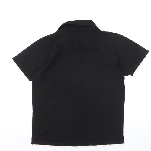 Easy Men’s Black Cotton Polo Shirt Size M 100cm Chest Casual Top