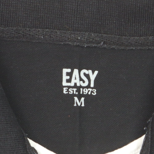Easy Men’s Black Cotton Polo Shirt Size M 100cm Chest Casual Top