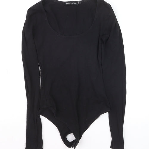 PrettyLittleThing Women’s Black Long Sleeve Scoop Neck Bodysuit Size 4
