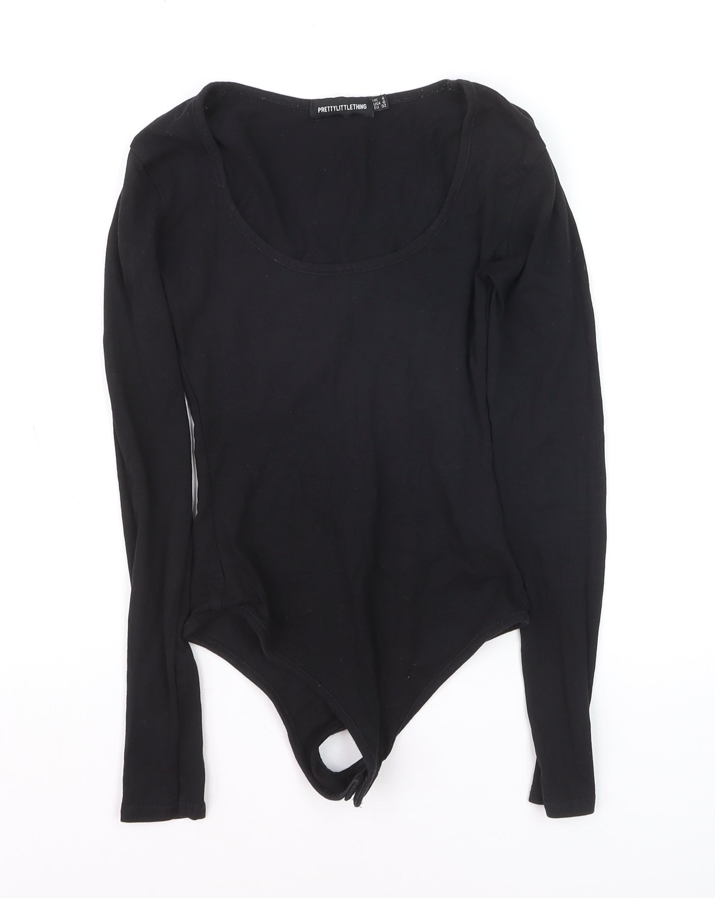 PrettyLittleThing Women’s Black Long Sleeve Scoop Neck Bodysuit Size 4