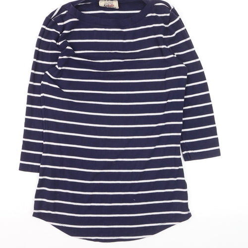 Arabella & Addison Women's Blue Striped 3/4 Sleeve Jersey T-Shirt L