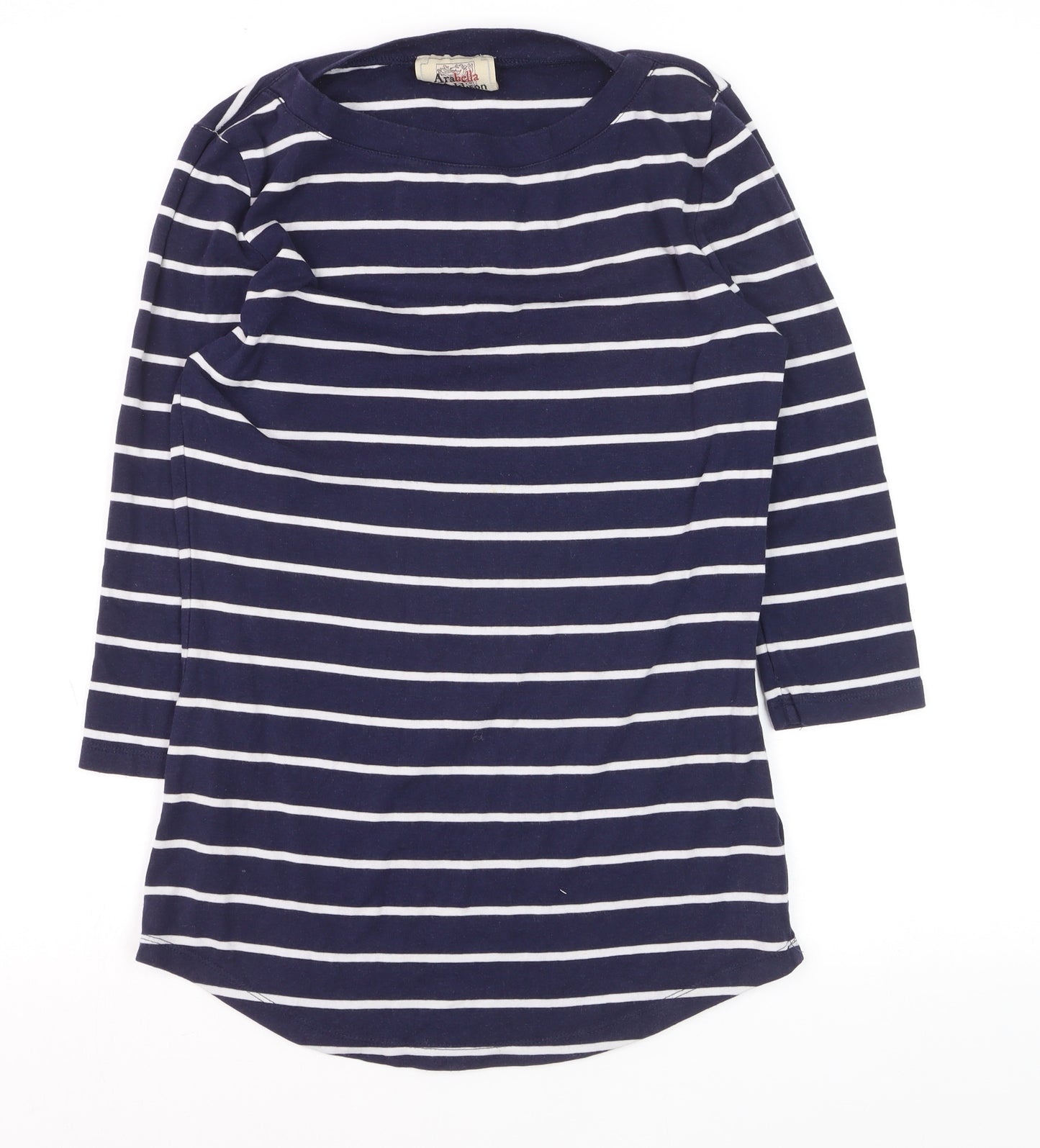 Arabella & Addison Women's Blue Striped 3/4 Sleeve Jersey T-Shirt L