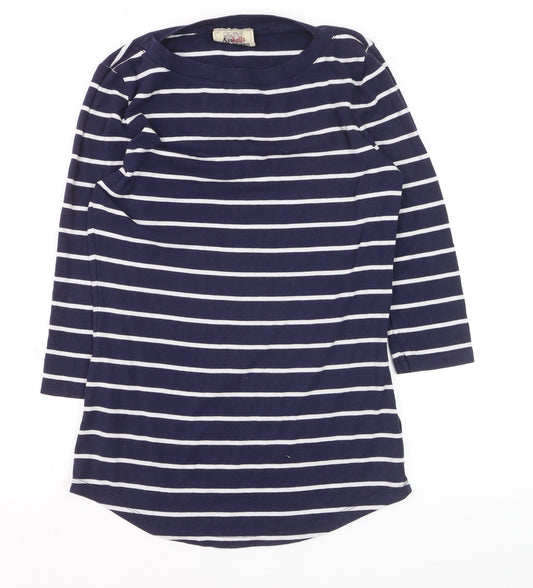Arabella & Addison Women's Blue Striped 3/4 Sleeve Jersey T-Shirt L