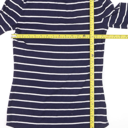 Arabella & Addison Women's Blue Striped 3/4 Sleeve Jersey T-Shirt L