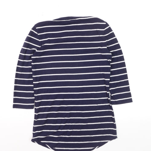 Arabella & Addison Women's Blue Striped 3/4 Sleeve Jersey T-Shirt L