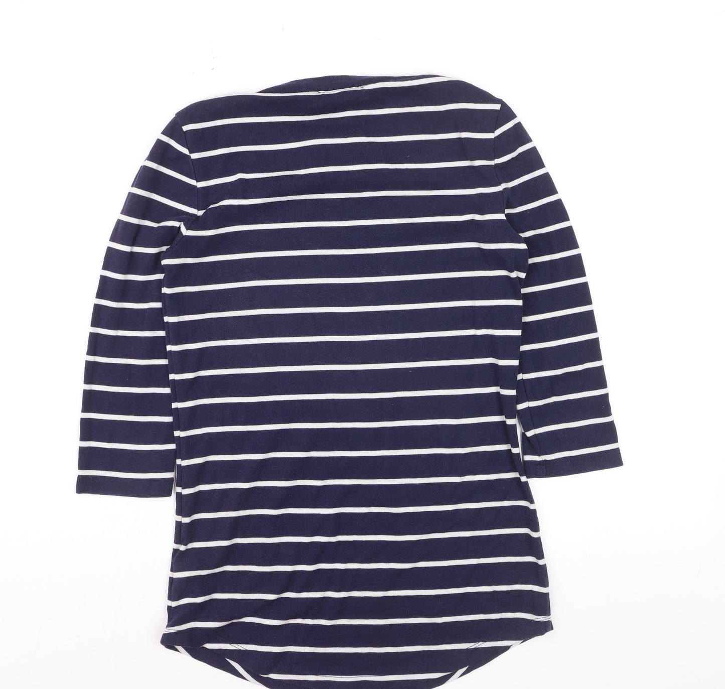 Arabella & Addison Women's Blue Striped 3/4 Sleeve Jersey T-Shirt L