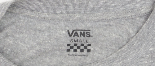 Vans Women's Grey Cropped Long Sleeve T-Shirt Small