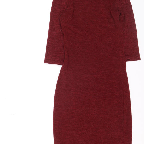 Atmosphere Women Red Bodycon Knit Dress Size 8 3/4 Sleeve