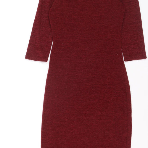 Atmosphere Women Red Bodycon Knit Dress Size 8 3/4 Sleeve