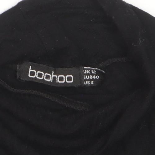 Boohoo Women’s Black Bodycon High Neck Knee Length Dress Size 12