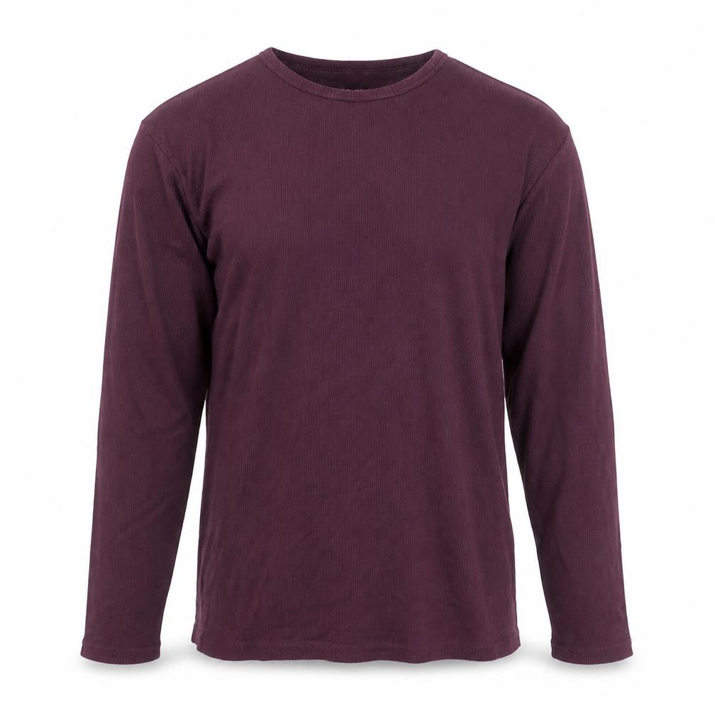 Front view of River Island Men's Purple Slim Fit Long Sleeve Cotton Top Medium