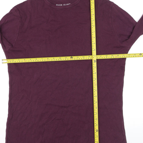 River Island Men's Purple Slim Fit Long Sleeve Cotton Top Medium