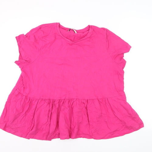 George Women’s Pink Short Sleeve Tunic Top Size 18 Cotton Blend