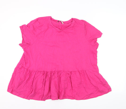 George Women’s Pink Short Sleeve Tunic Top Size 18 Cotton Blend