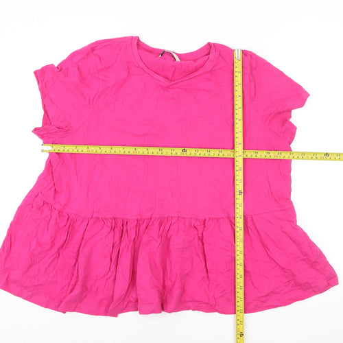 George Women’s Pink Short Sleeve Tunic Top Size 18 Cotton Blend