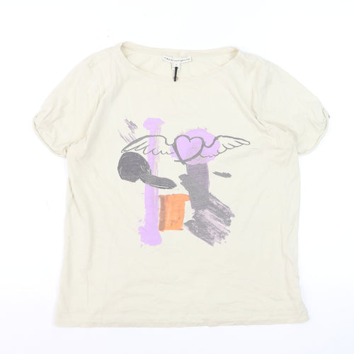 Twenty8Twelve Women's Beige Graphic Cotton T-Shirt M