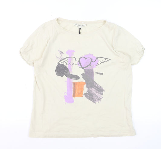 Twenty8Twelve Women's Beige Graphic Cotton T-Shirt M