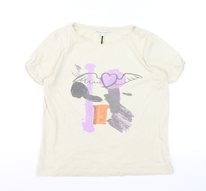 Twenty8Twelve Women's Beige Graphic Cotton T-Shirt M
