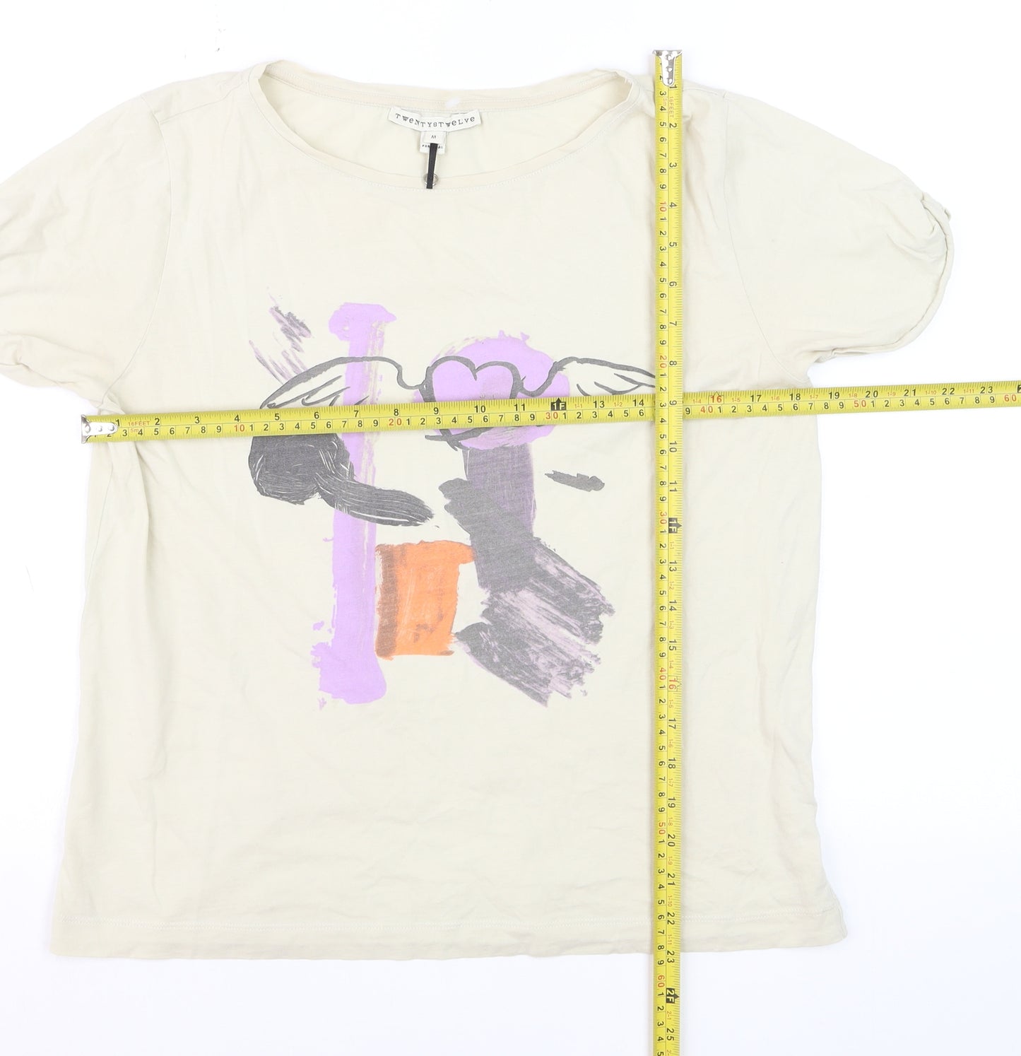 Twenty8Twelve Women's Beige Graphic Cotton T-Shirt M