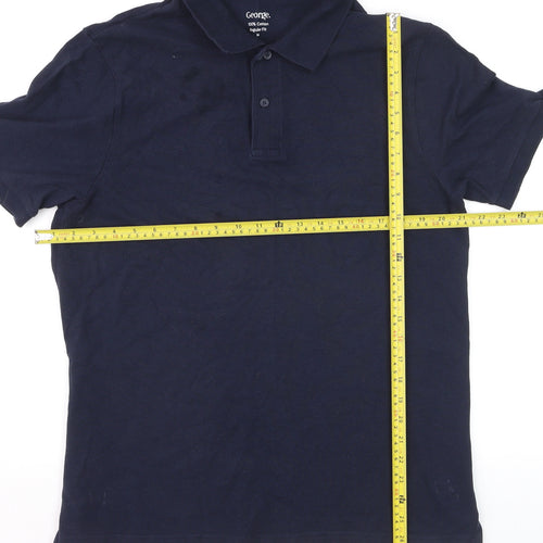 George Men's Blue Regular Fit Cotton Polo Shirt Size M