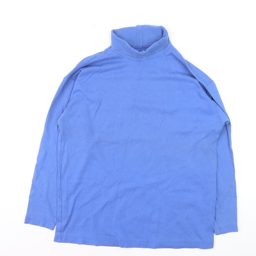 Marks and Spencer Womens Blue Roll Neck Cotton Jumper Size 12