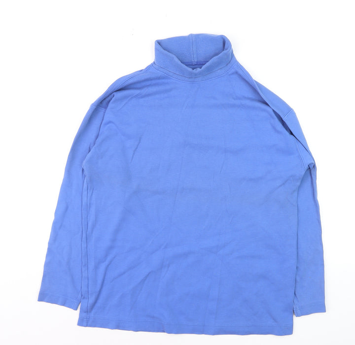 Marks and Spencer Womens Blue Roll Neck Cotton Jumper Size 12