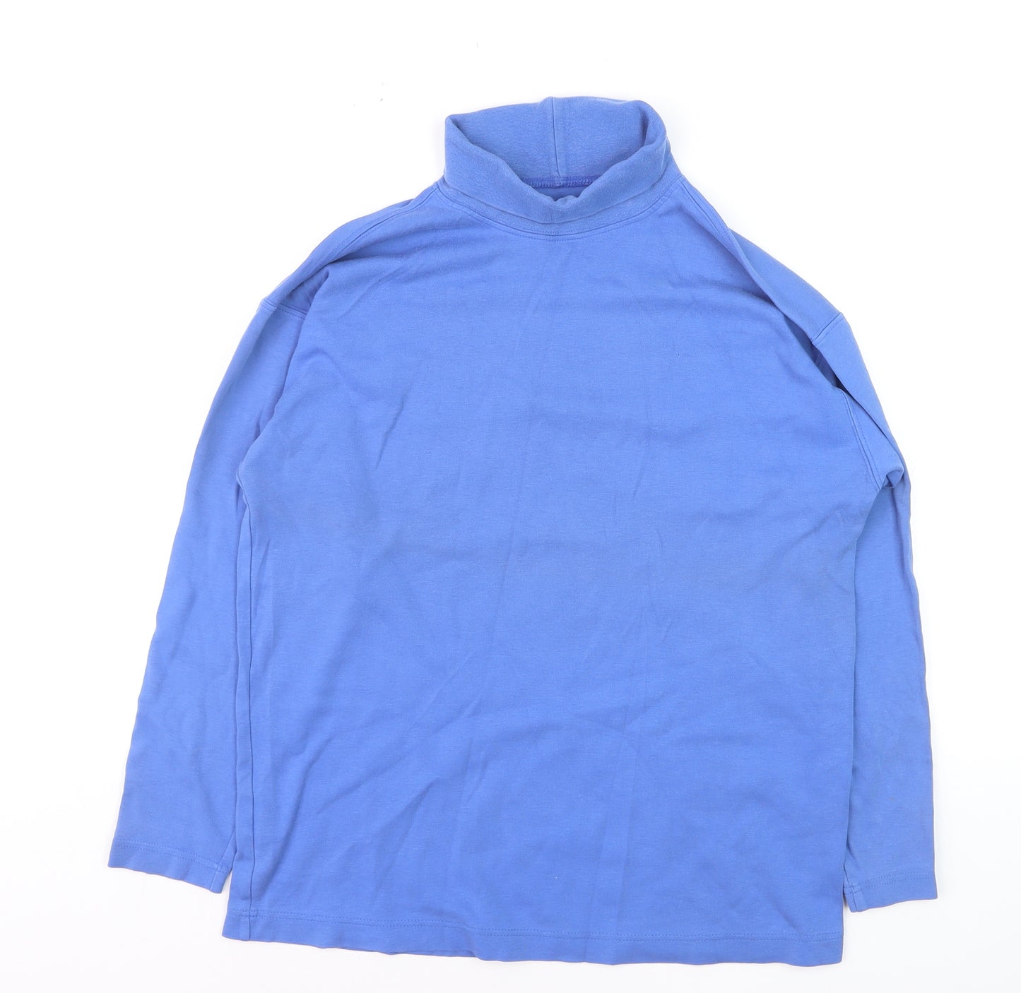 Marks and Spencer Womens Blue Roll Neck Cotton Jumper Size 12