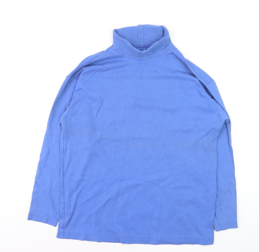 Marks and Spencer Womens Blue Roll Neck Cotton Jumper Size 12