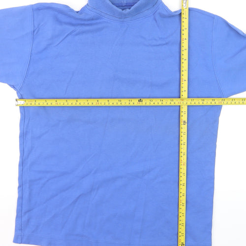 Marks and Spencer Womens Blue Roll Neck Cotton Jumper Size 12
