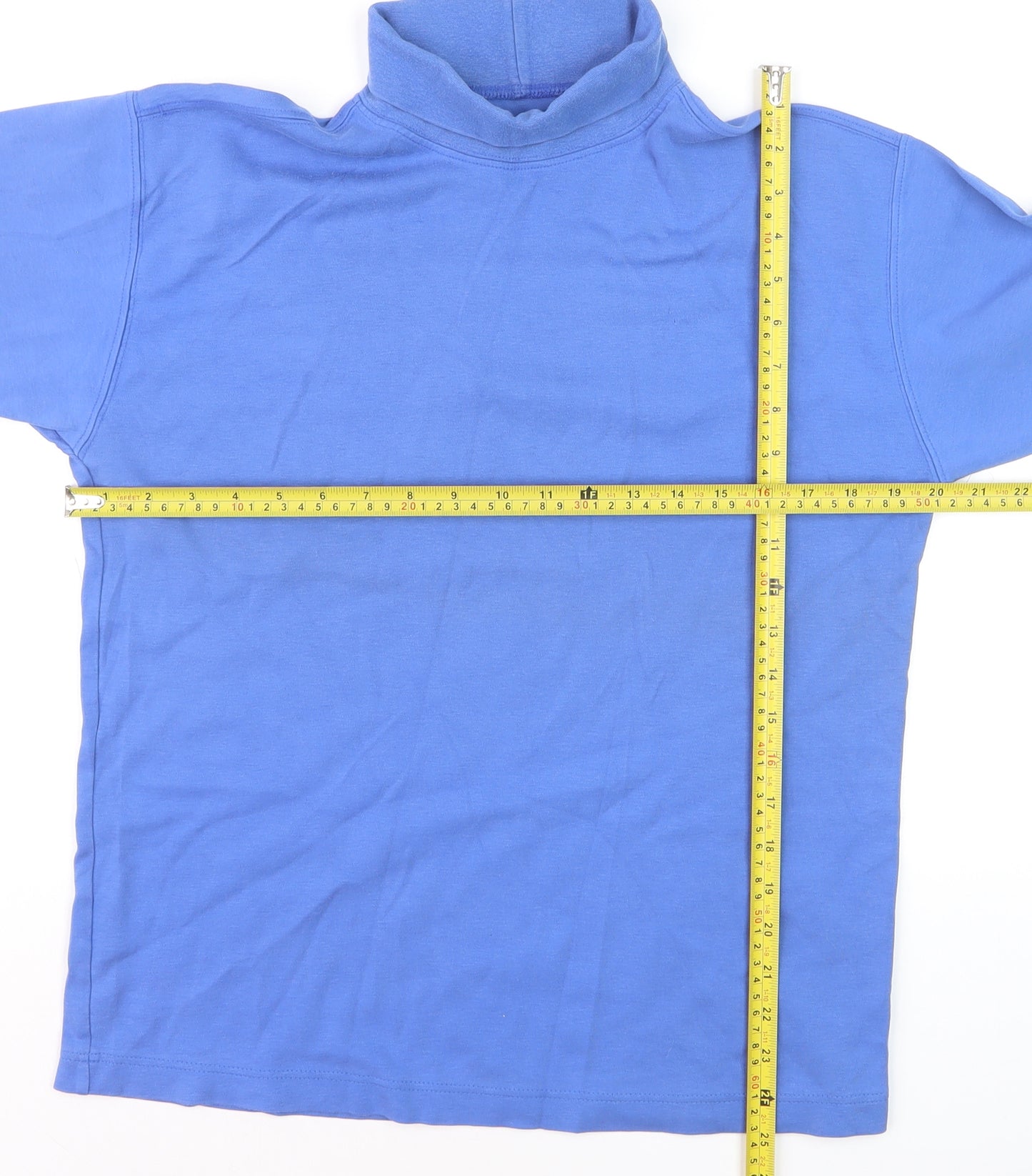 Marks and Spencer Womens Blue Roll Neck Cotton Jumper Size 12