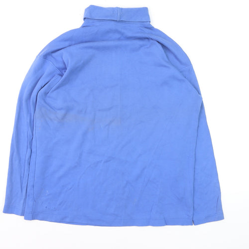 Marks and Spencer Womens Blue Roll Neck Cotton Jumper Size 12