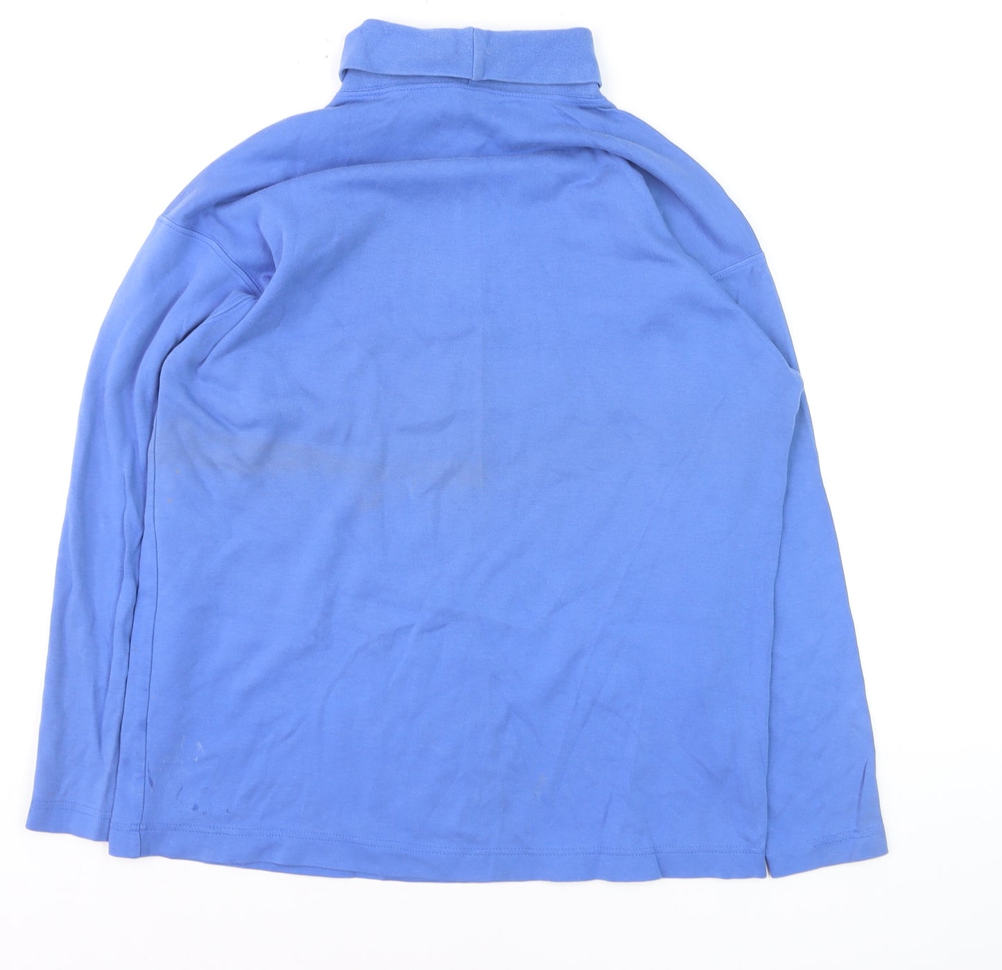 Marks and Spencer Womens Blue Roll Neck Cotton Jumper Size 12