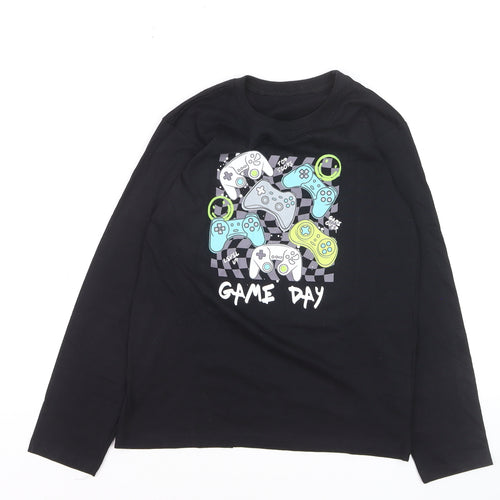Snooze Time Boys Black Game Day Long Sleeve Cotton T-Shirt 11-12 Years