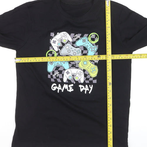 Snooze Time Boys Black Game Day Long Sleeve Cotton T-Shirt 11-12 Years