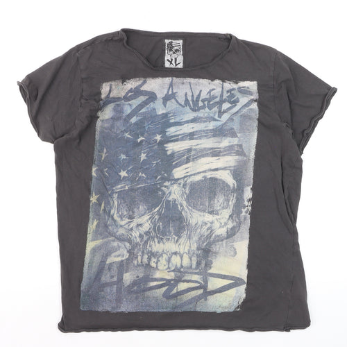 Cedar Wood State Women's Black XL Skull Print Graphic T-Shirt