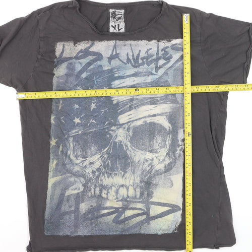 Cedar Wood State Women's Black XL Skull Print Graphic T-Shirt