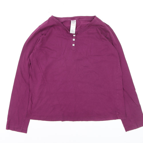Avenue Women Purple Cotton Henley Long Sleeve Top Size 12
