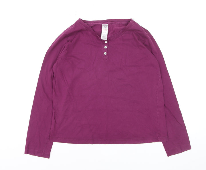 Avenue Women Purple Cotton Henley Long Sleeve Top Size 12
