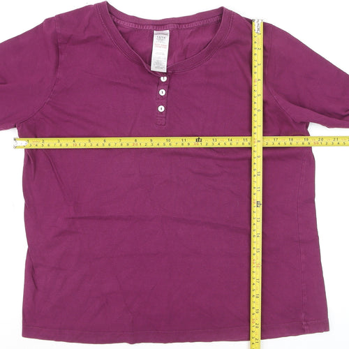 Avenue Women Purple Cotton Henley Long Sleeve Top Size 12