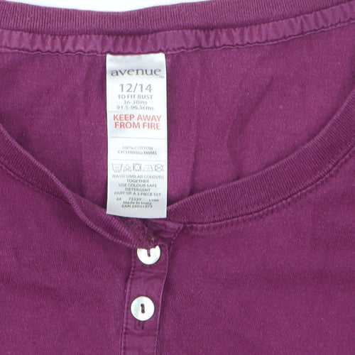 Avenue Women Purple Cotton Henley Long Sleeve Top Size 12
