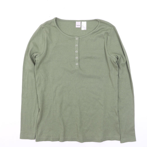 Heine Women's Green Size 12 Long Sleeve Henley T-Shirt