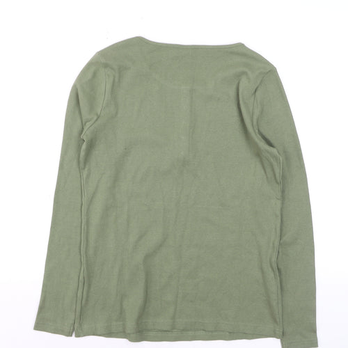 Heine Women's Green Size 12 Long Sleeve Henley T-Shirt