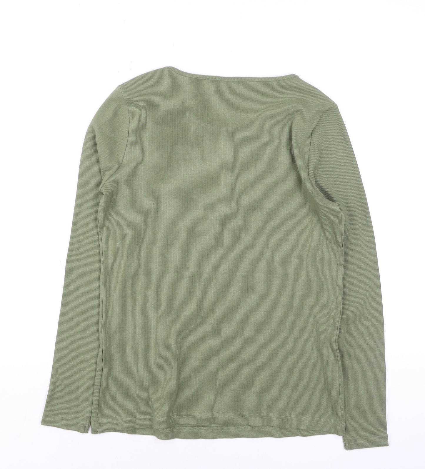 Heine Women's Green Size 12 Long Sleeve Henley T-Shirt