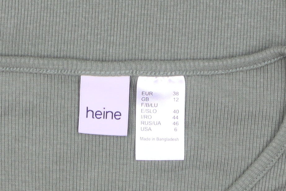 Heine Women's Green Size 12 Long Sleeve Henley T-Shirt